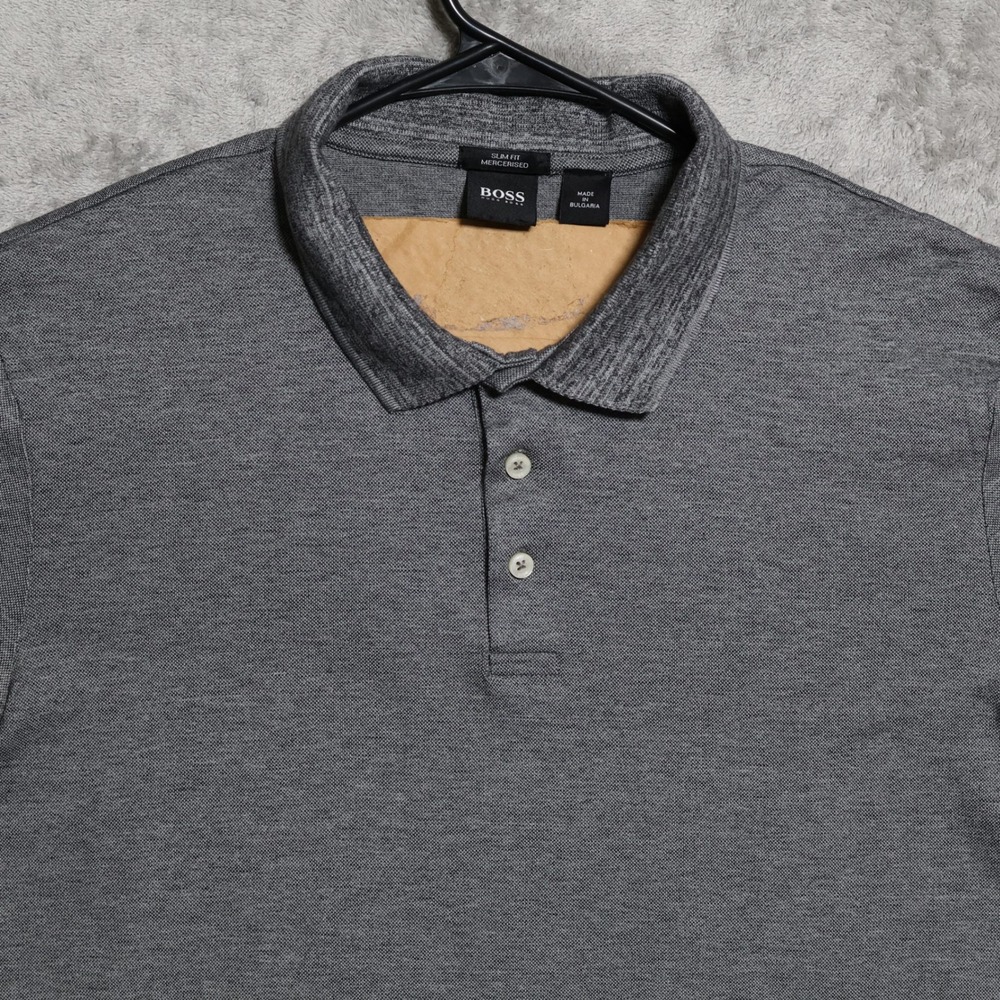 BOSS Hugo Boss Polo Shirt Mens XXL Gray Slim Fit Mercerised Cotton Preppy Golf